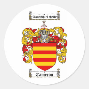 PEGATINA REDONDA CAMERON FAMILIAR CREST - CAMERON COAT OF ARMS