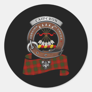 Pegatina Redonda Cameron Scottish Clan Badge Tan
