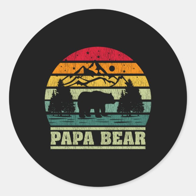 Pegatina Redonda Camg Papa Bear Camper (Anverso)