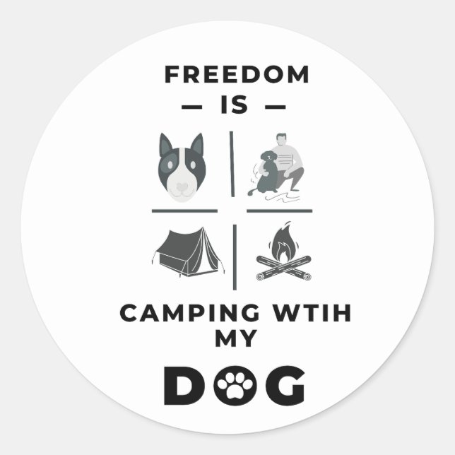 Pegatina Redonda Caminar al aire libre con perros es libertad (Anverso)