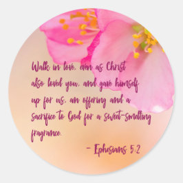 Pegatina Redonda Caminar Enamorado Cristiano Floral Inspirador