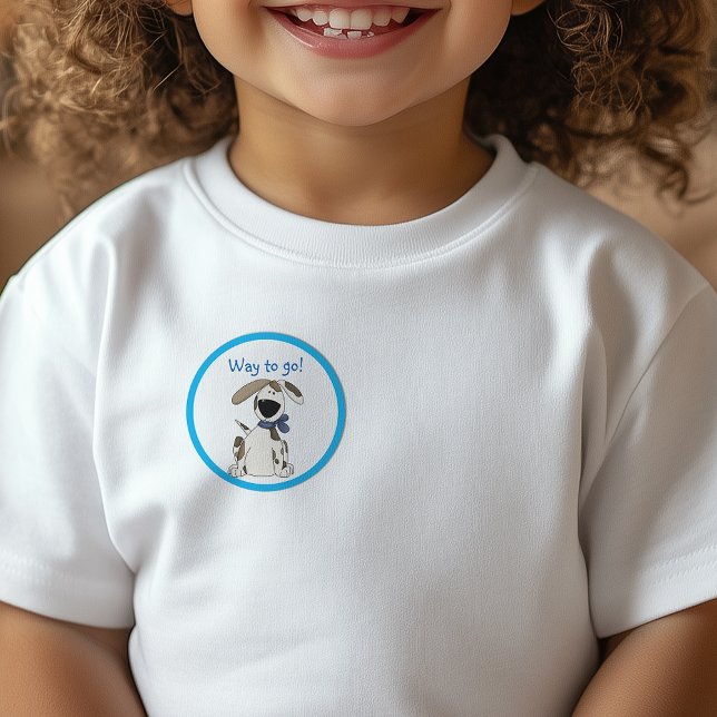Pegatina Redonda Camino A Ir Cute Específico Recompensa De Crecimie (Way To Go Cute Speckled Pup Reward Classic Round Sticker)