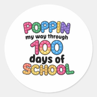 Pegatina Redonda Camino A Paso A Lo Largo De 100 Días De Escuela So