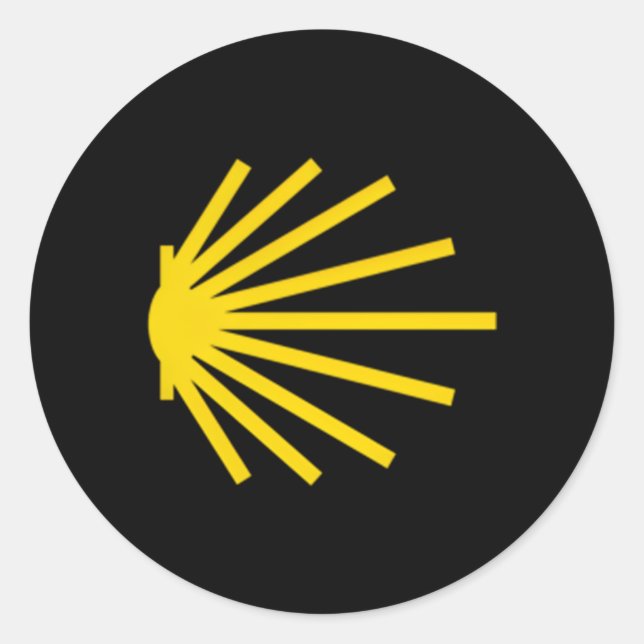 Pegatina Redonda Camino De Santiago Carretera De Vieiras Símbolo Po (Anverso)