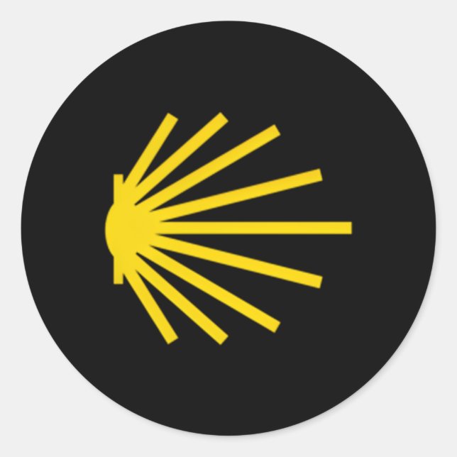 Pegatina Redonda Camino De Santiago Carretera De Vieiras Símbolo Po (Anverso)