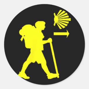 Pegatina Redonda Camino De Santiago De Compostela España Peregrino 