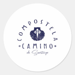 Pegatina Redonda Camino De Santiago España Concha De Santiago St Ja
