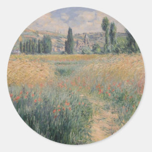 Pegatina Redonda Camino Monet en la isla de San Martín, Vétheuil