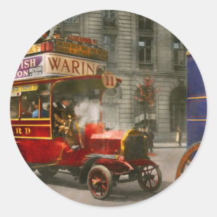 Pegatina Redonda Camión - Autobús - El autobús de motor de Londres