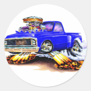 Pegatina Redonda Camión azul Chevy C10 1970-72