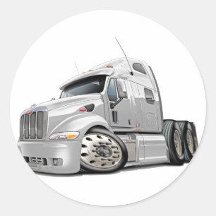 Pegatina Redonda Camión blanco Peterbilt