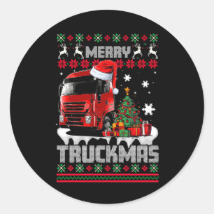 Pegatina Redonda Camión camionero de camionetas merry hace feliz Na