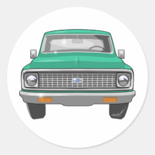 Pegatina Redonda Camión Chevy Verde de 1974