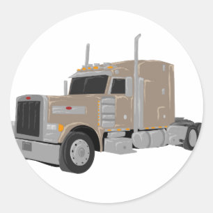Pegatina Redonda camión construido por tan peter