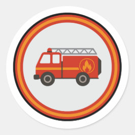 Pegatina Redonda Camión de bomberos