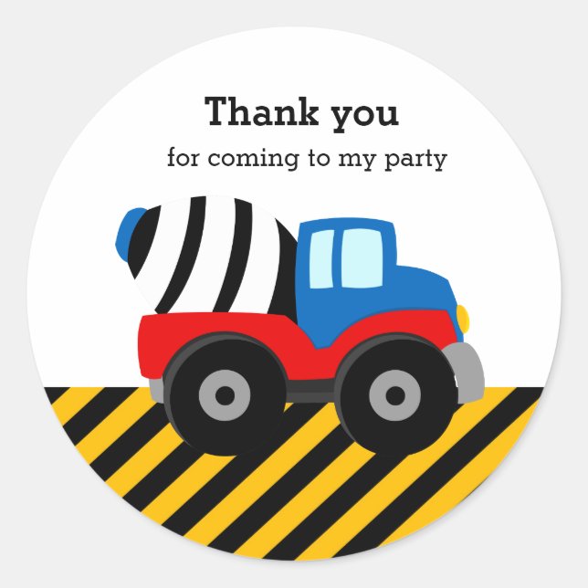 Pegatina Redonda Camión de construcción (Anverso)