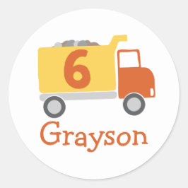 Pegatina Redonda Camión de construcción 6 Pegatinas del partido de