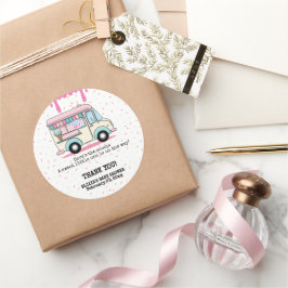 Pegatina Redonda Camión de crema de hielo Dispersa Baby Shower