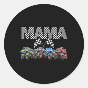 Pegatina Redonda Camión de Día de la Madre "Truck Mom Monster"