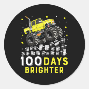 Pegatina Redonda Camión De Monstruo De 100 Días Más Brillante 100 D