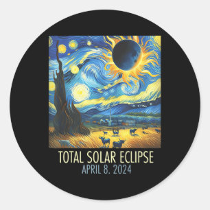 Pegatina Redonda Camión de pintura nocturna estrellada de Eclipse s