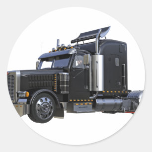 Pegatina Redonda Camión para remolque de semicírculo negro