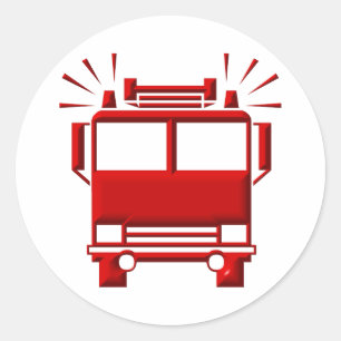 Pegatina Redonda Camión rojo
