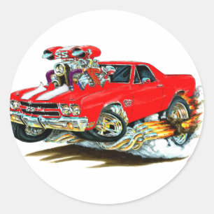 Pegatina Redonda Camión rojo-blanco El Camino 1970