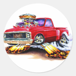 Pegatina Redonda Camión Rojo Chevy C10 1970-72