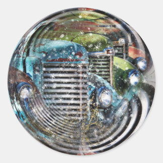 Pegatina Redonda Camión Snowglobe