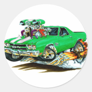 Pegatina Redonda Camión Verde-Blanco 1970 del EL Camino