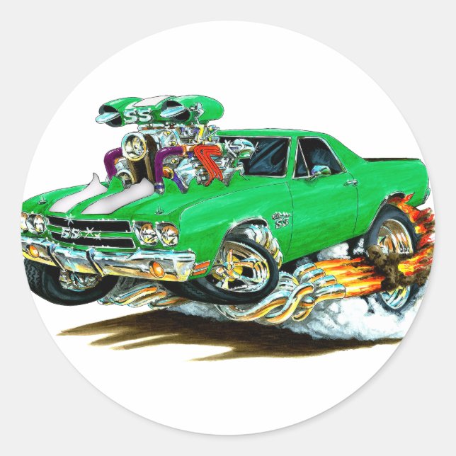 Pegatina Redonda Camión verde-blanco El Camino 1970 (Anverso)