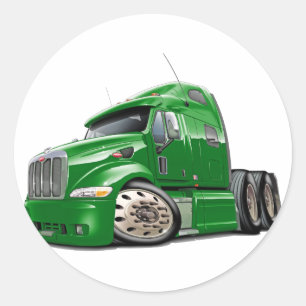Pegatina Redonda Camión verde Peterbilt
