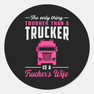Pegatina Redonda Camionera esposa ama a camioneros camioneros mujer