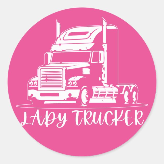 Pegatina Redonda camionera Lady trucker Lady camionera camionera (Anverso)