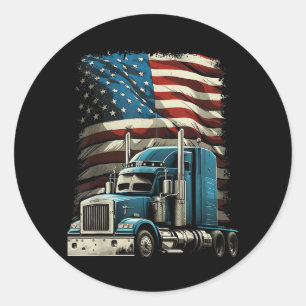 Pegatina Redonda Camionero Bandera Estadounidense Para Camión Patri