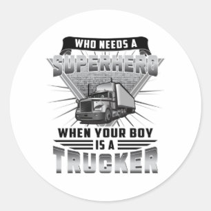 Pegatina Redonda Camionero Camión Camión Camión Diversión divertida