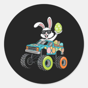Pegatina Redonda Camionero de pascua feliz conejo de Dabbing
