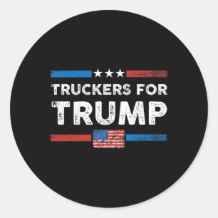 Pegatina Redonda Camioneros 4 Camioneros Trump Para La Bandera Esta