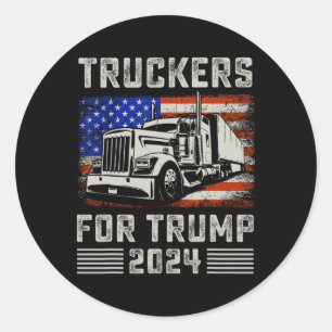 Pegatina Redonda Camioneros por Trump Bandera Americana - Trump Vin
