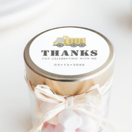 Pegatina Redonda Camiones de construcción Vehículos niños Cumpleaño