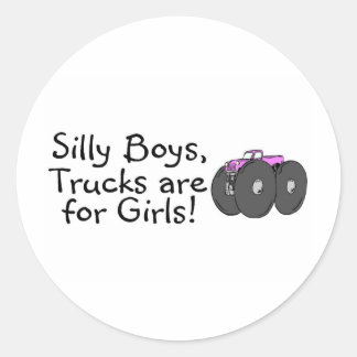 Pegatina Redonda Camiones De Niños Silly Son Para Chicas Rosa