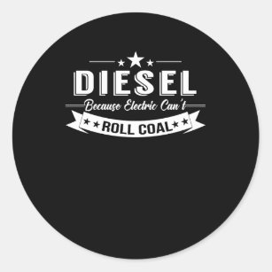 Pegatina Redonda Camiones diesel porque carbón linado eléctrico del
