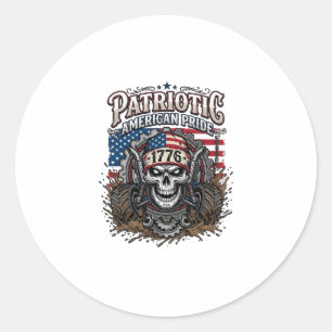 Pegatina Redonda Camioneta Monstruo Patriótica 1776 Fuera de Carret