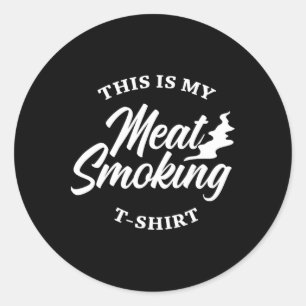 Pegatina Redonda Camisa Bbq Para Hombres Amantes De La Carne Fumado
