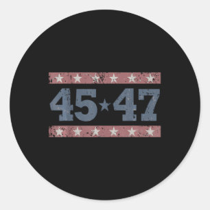 Pegatina Redonda Camisa De Bandera De Trump 2024 Vintage 45 47 Para