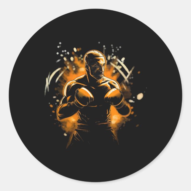 Pegatina Redonda Camisa De Boxeo Para Hombres (Anverso)