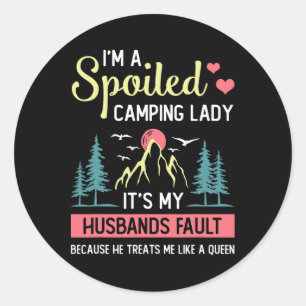 Pegatina Redonda Camisa de camping para mujeres camper Rv vacacione