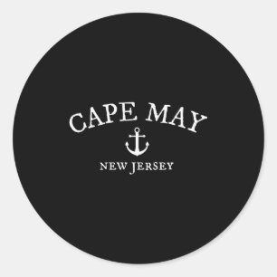 Pegatina Redonda Camisa de Cape May Nj, pueblo costero de Nueva Jer