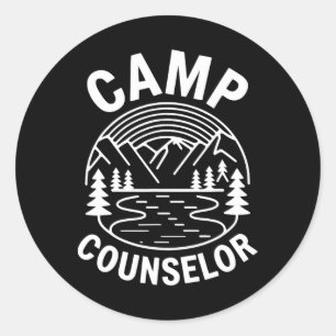 Pegatina Redonda Camisa de consejero de campamento Campista Persona